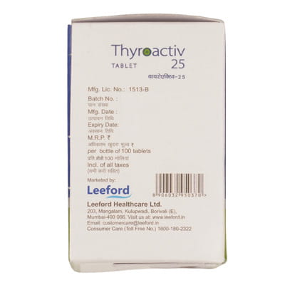Thyroactiv 25mcg Bottle Of 100 Tablets