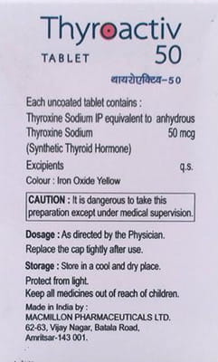Thyroactiv 50mcg Bottle Of 100 Tablets