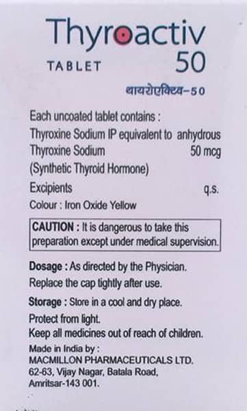 Thyroactiv 50Mcg Bottle Of 100 Tablets