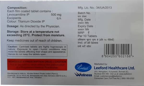 Cartniwel Strip Of 10 Tablets