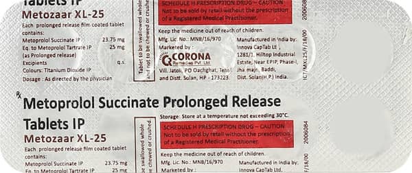 Metozaar Xl 25mg Strip Of 10 Tablets