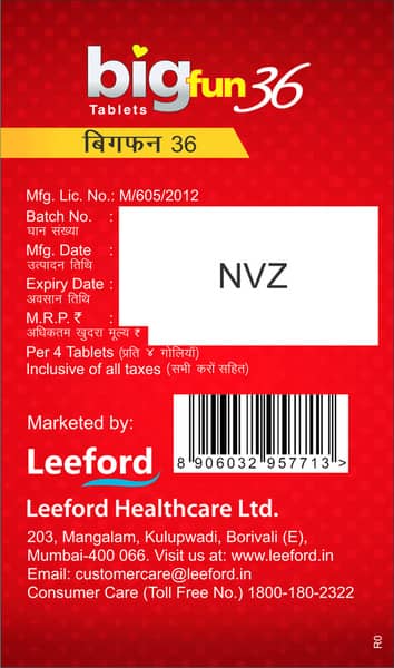 Bigfun 36 Strip Of 4 Tablets