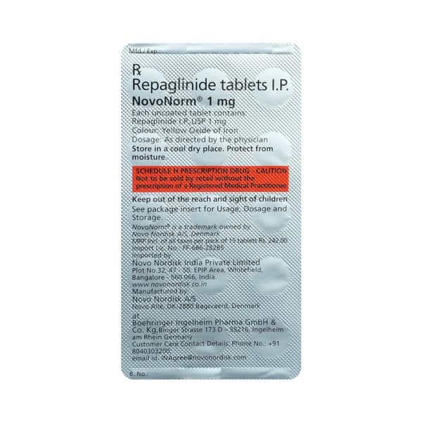 Novonorm 1mg Strip Of 30 Tablets