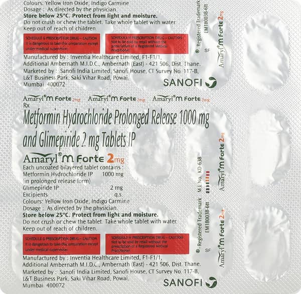 Amaryl M Forte 2mg Strip Of 15 Tablets
