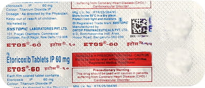 Etos 60mg Strip Of 10 Tablets