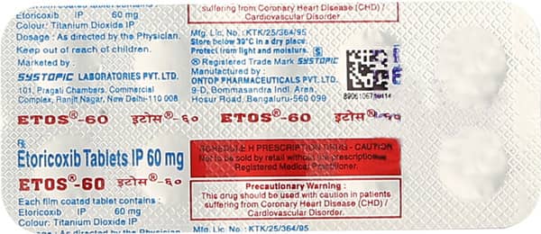 Etos 60mg Strip Of 10 Tablets