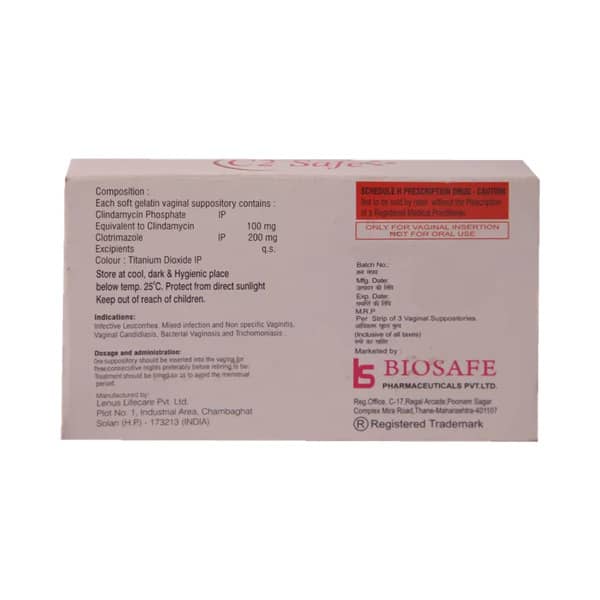 C2 Safe Strip Of 3 Vaginal Suppositories