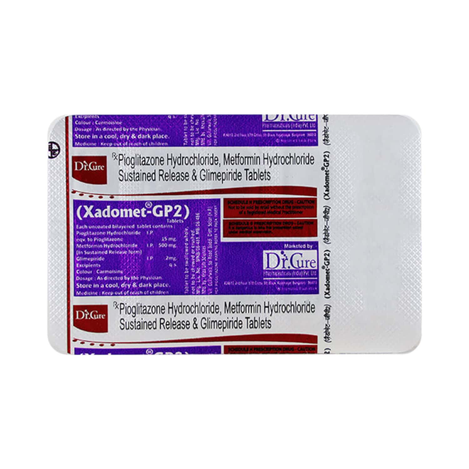 Xadomet Gp2 Strip Of 10 Tabletss: Uses, Side Effects, Price & Dosage ...