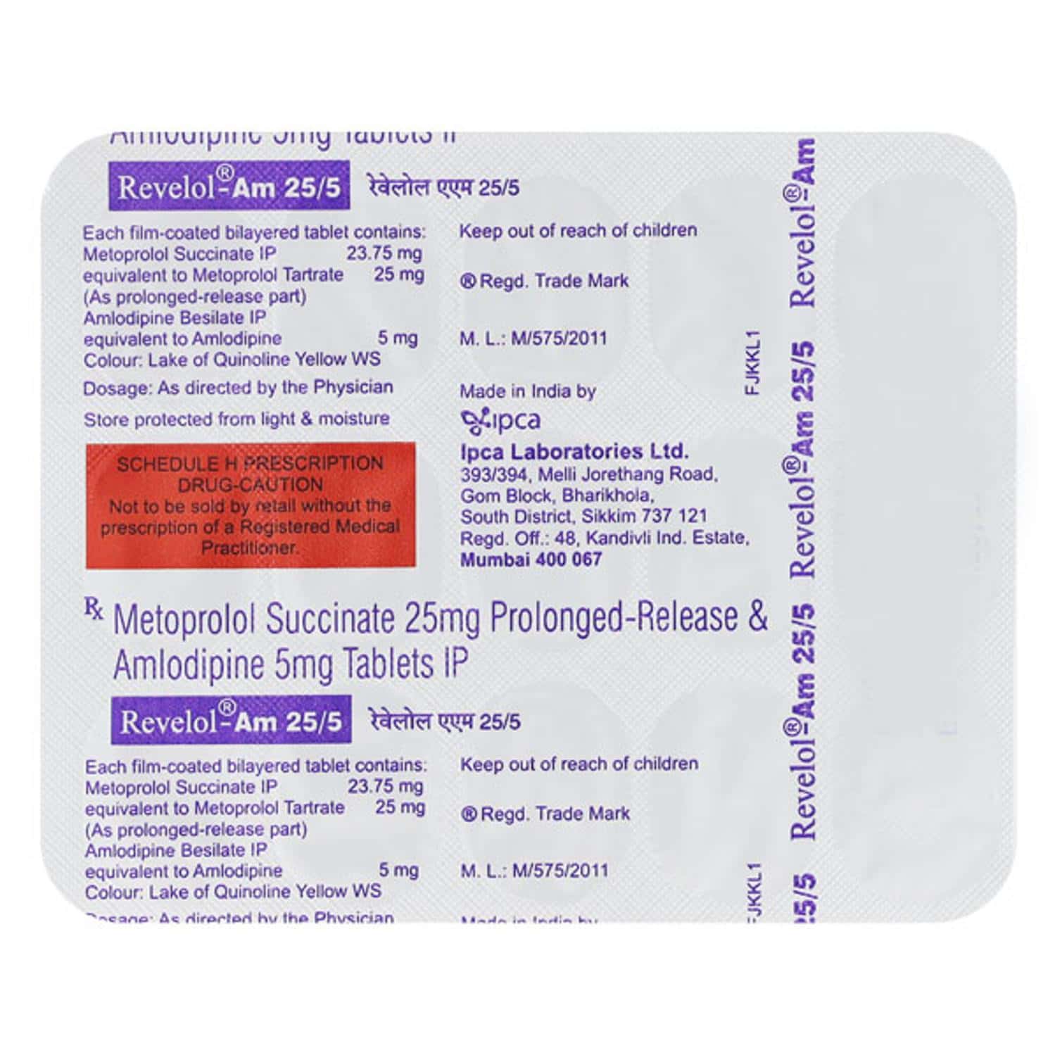 Revelol Am 25/5mg Strip Of 15 Tablets: Uses, Side Effects, Price ...