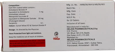 Metoprol Xl Am 50/5mg Strip Of 10 Tablets