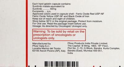 Sutent 50mg Capsules 7'S