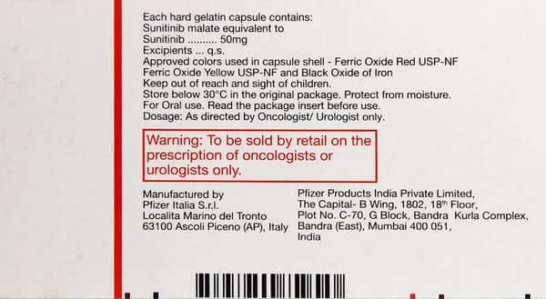 Sutent 50mg Capsules 7'S