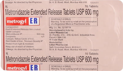 Metrogyl Er 600mg Strip Of 10 Tablets