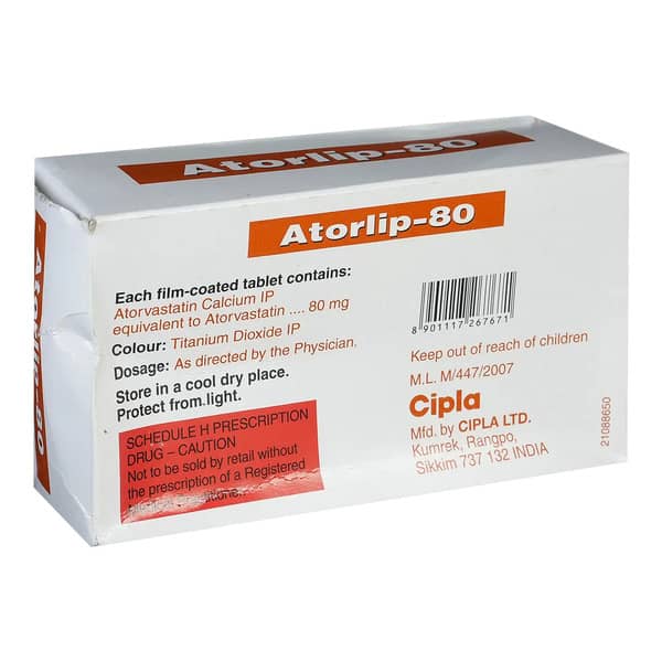 Atorlip 80Mg Strip Of 10 Tablets