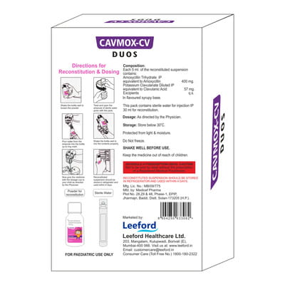 Cavmox Cv Duos Banana And Mix Fruit Flavour Bottle Of 30ml Dry Syrup