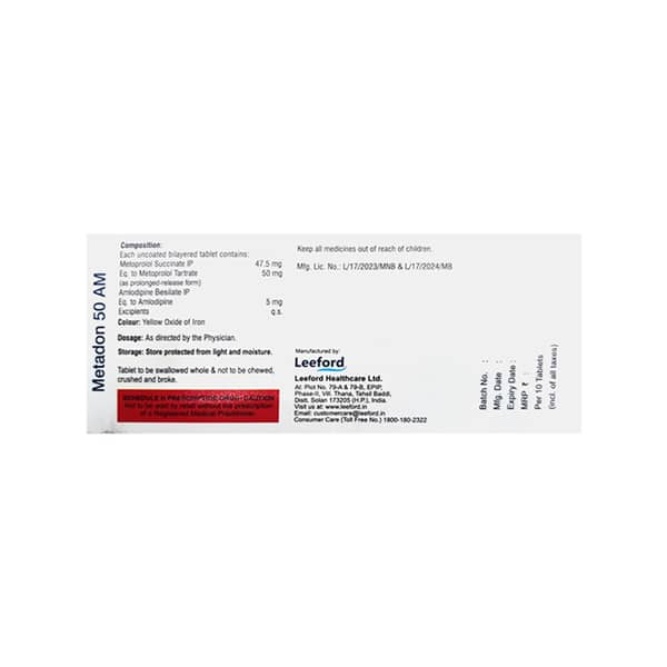 Metadon Am 50mg Strip Of 10 Tablets