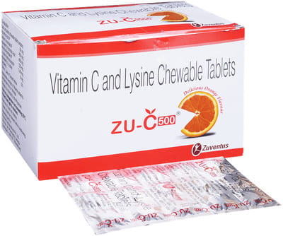 Zu C 500mg Orange Flavour Strip Of 15 Chewable Tablets