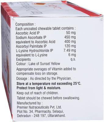 Zu C 500mg Orange Flavour Strip Of 15 Chewable Tablets