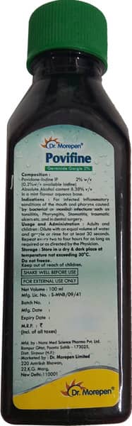 Povifine Mint Flavour Bottle Of 100ml Gargle