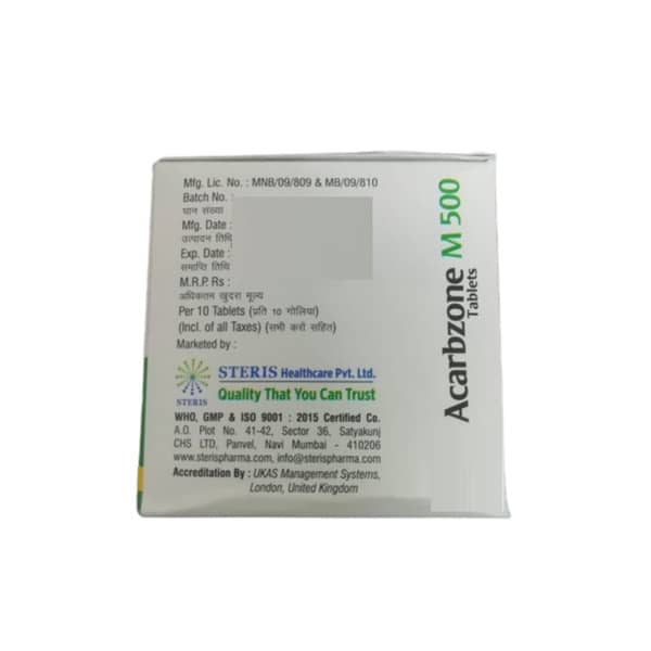 Acarbzone M 500Mg Strip Of 10 Tablets