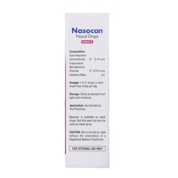 Nasocan Adult 0.1% Bottle Of 10Ml Nasal Drops