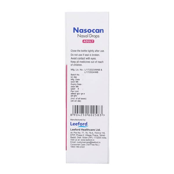 Nasocan Adult 0.1% Bottle Of 10Ml Nasal Drops