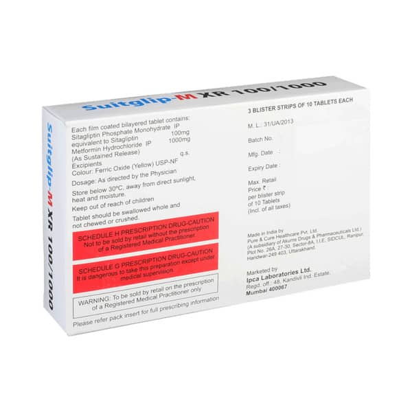 Suitglip M Xr 100/1000Mg Strip Of 10 Tablets