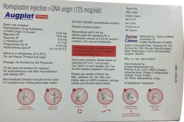 Augplat 125Mcg Dry Vial Of 1 Solution For Injection