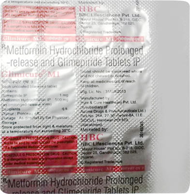 Glimicure M 1mg Strip Of 15 Tablets
