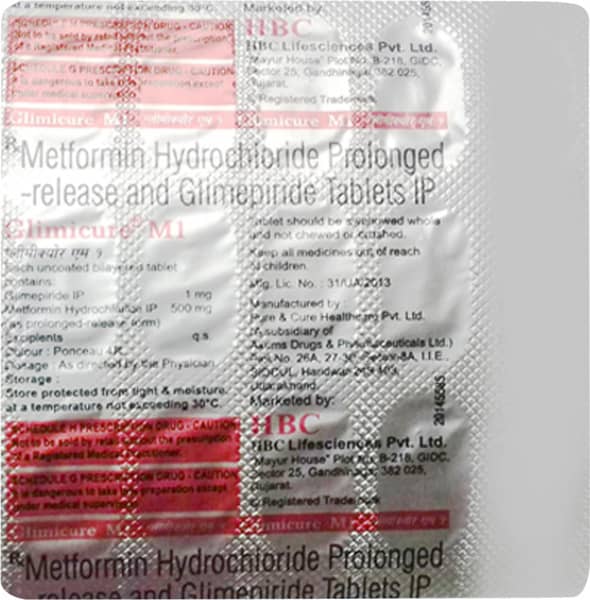 Glimicure M 1Mg Strip Of 15 Tablets
