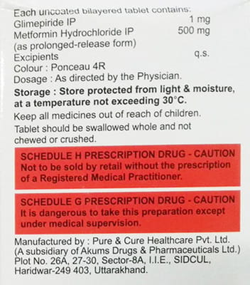 Glimicure M 1mg Strip Of 15 Tablets