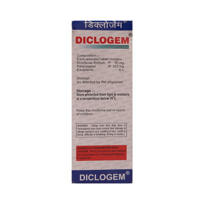 Diclogem 50/325mg Strip Of 20 Tablets