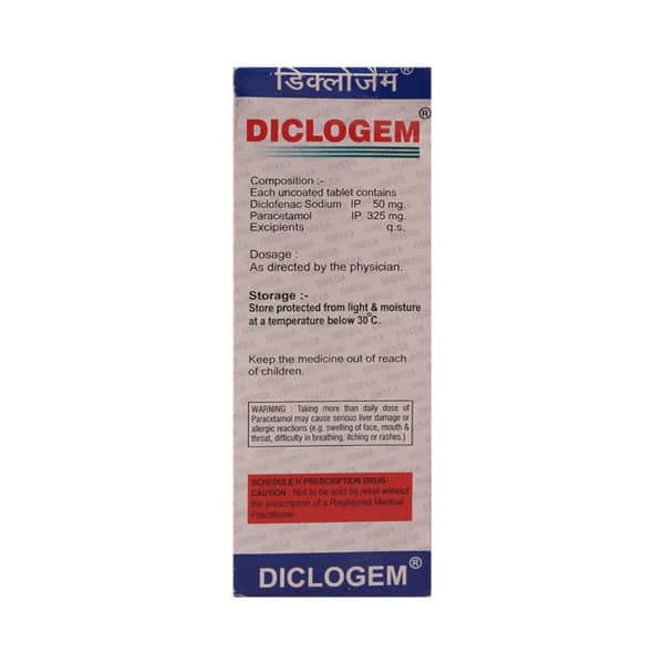 Diclogem 50/325mg Strip Of 20 Tablets