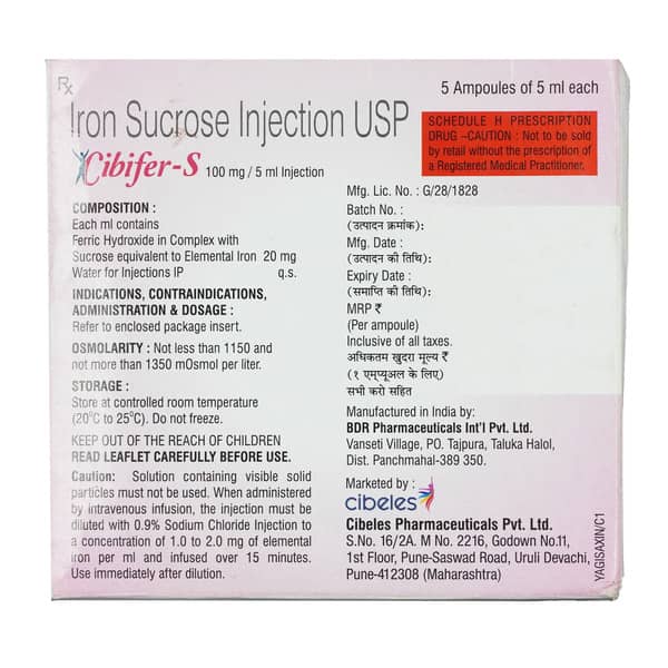 Cibifer S 100 Mg Injection 5 Ml