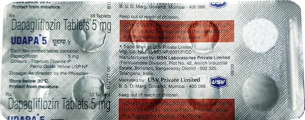 यूडैपा 5एमजी 10 टैबलेट्स की स्ट्रिप