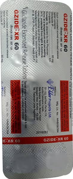 Gzide Xr 60mg Strip Of 10 Tablets