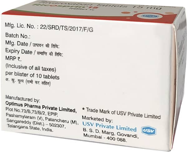 Ricosprin 15mg Strip Of 10 Tablets