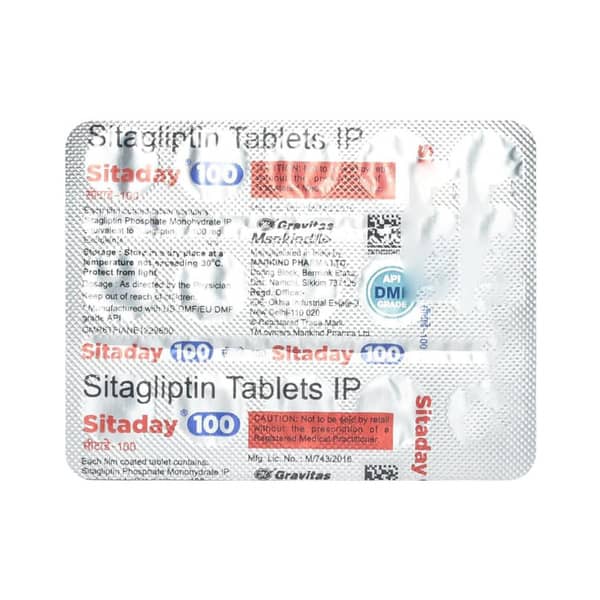 Sitaday 100mg Strip Of 15 Tablets
