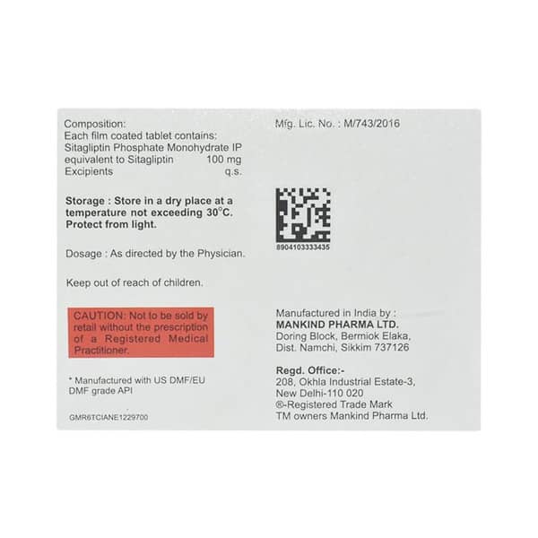 Sitaday 100mg Strip Of 15 Tablets