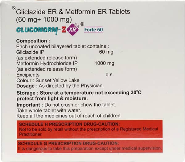 Gluconorm Zxr Forte 60 Strip Of 10 Tablets