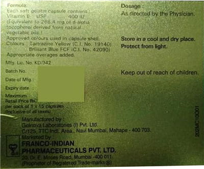 Natvie 400iu Strip Of 15 Capsules