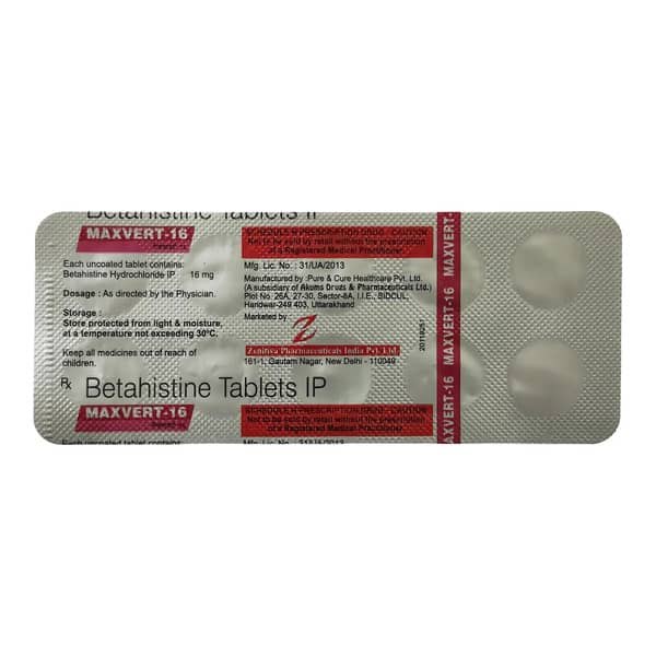Maxvert 16 Mg Strip Of 10 Tablets