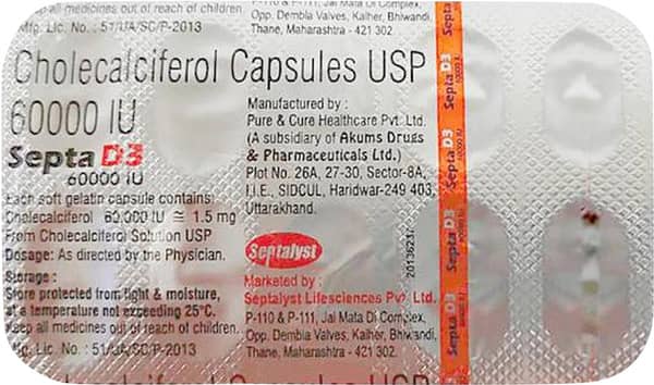 Septa D3 60k Strip Of 8 Capsules