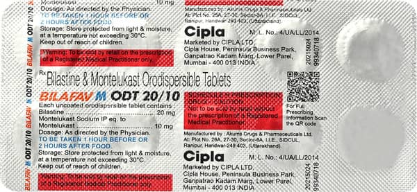 Bilafav M Odt 20/10mg Strip Of 10 Tablets