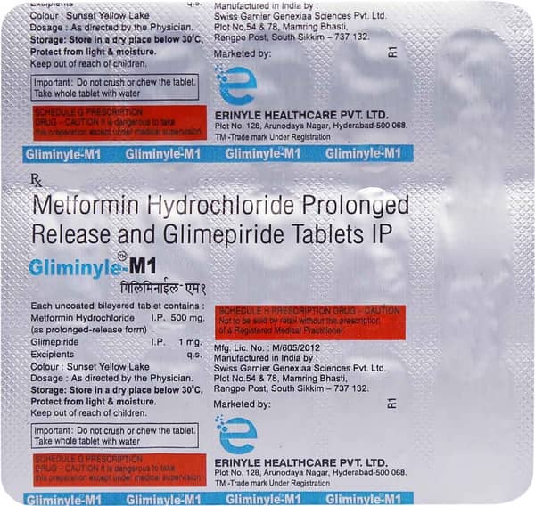 Gliminyle M 1mg Strip Of 15 Tablets