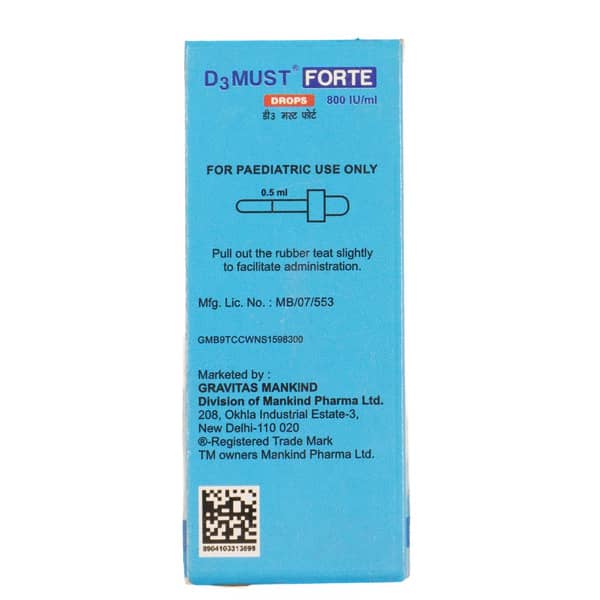 D3 Must Forte 800iu Pineapple Flavour Bottle Of 15ml Oral Drops