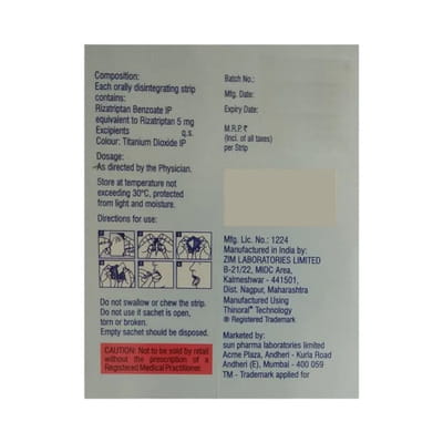 Rizanet 5mg Box Of 10 Oral Disintegrating Strip