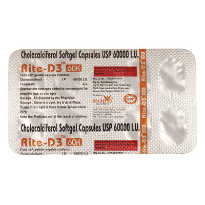 Rite D3 60k Strip Of 8 Softgel Capsules