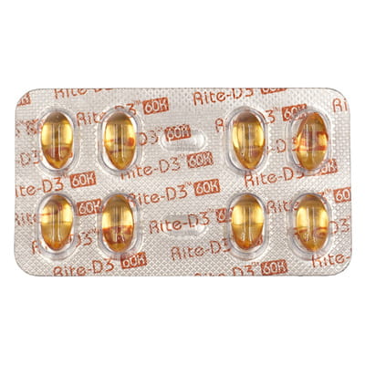 Rite D3 60k Strip Of 8 Softgel Capsules