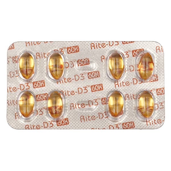 Rite D3 60K Strip Of 8 Softgel Capsules